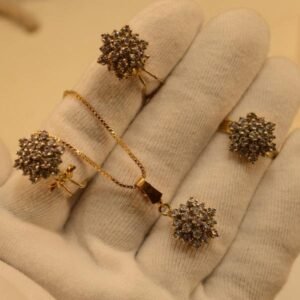 Home unique design crystal stones gold plated necklace set for girls/women